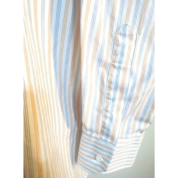 Ike Behar Mens Dress Shirt XXL 2XL White Blue Striped Collard Saks Fifth Avenue - Picture 5 of 5